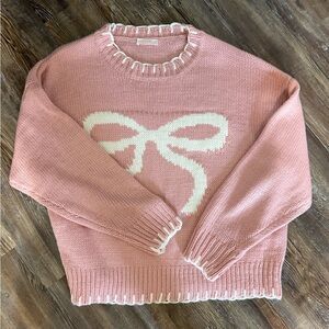 Pink Bow Sweater - Crew Neck